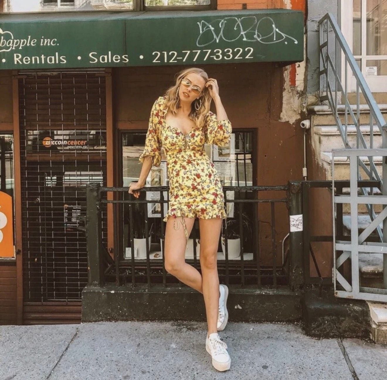 For Love & Lemons Beaumont Cinched Ruffle Mini Dress