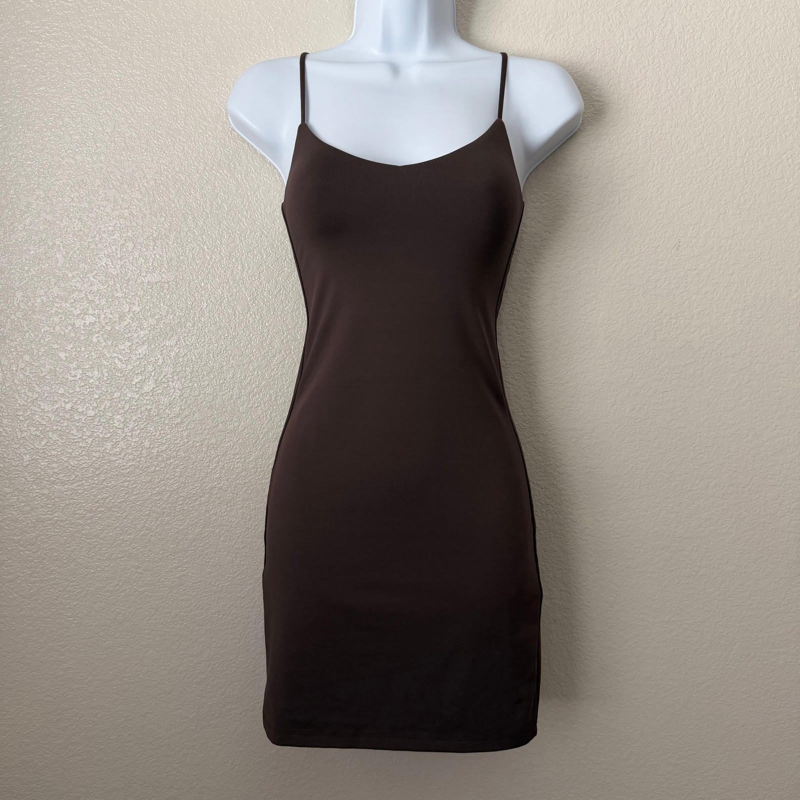 Aritzia Babaton Dress Womens XS Espresso BrownContour Mini Adjustable Straps