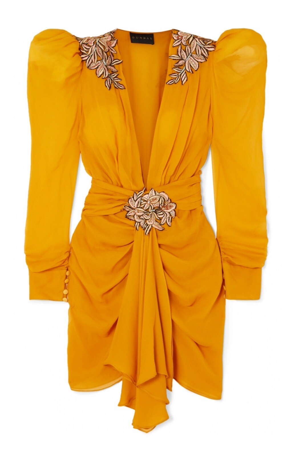 *DUNDAS* Dynasty Runway Embroidered Chiffon Mini Dress W/internal Bodysuit IT 40