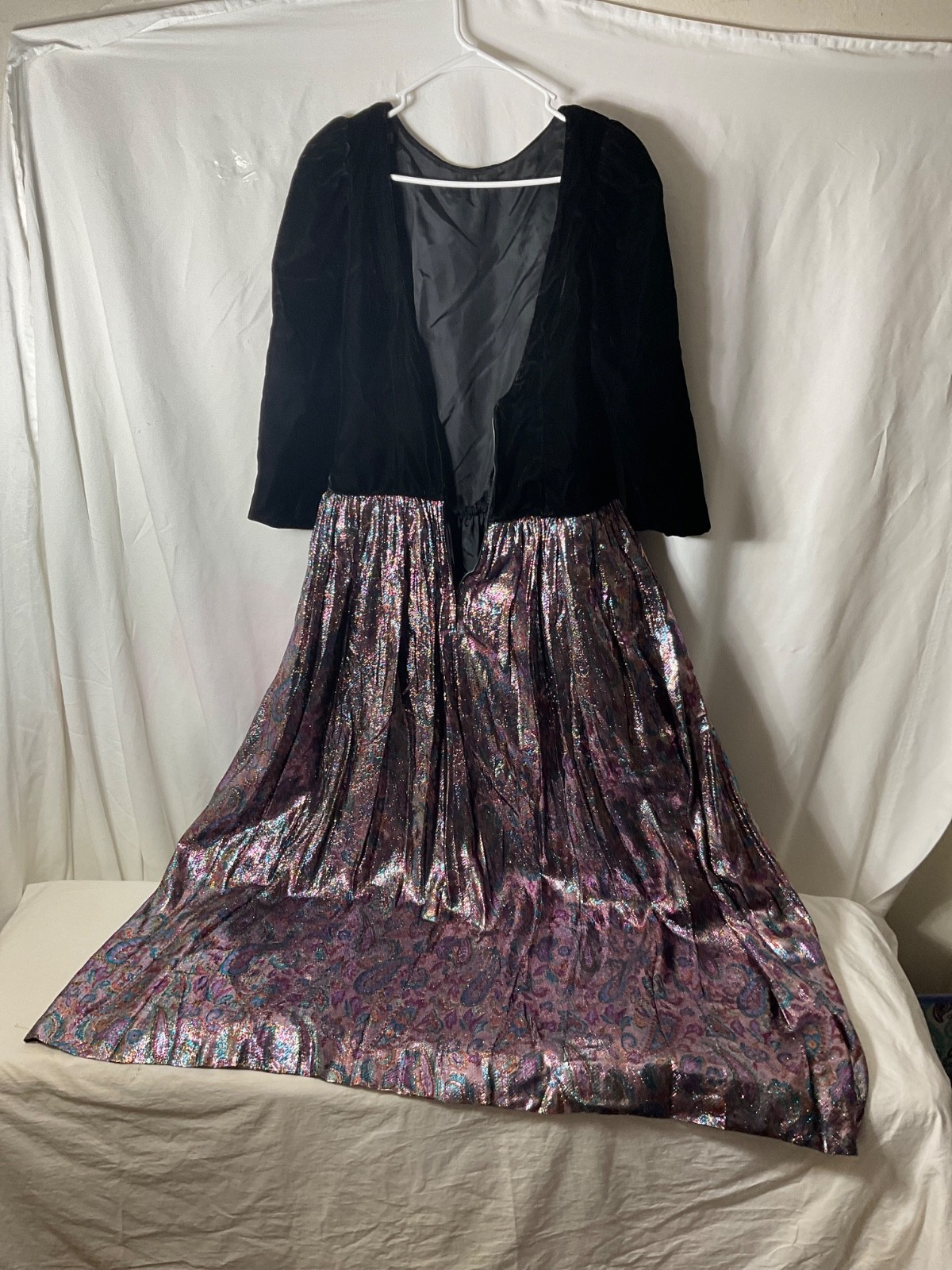 VTG Custom Made Velvet Tinsel Metallic Long Dress Lined