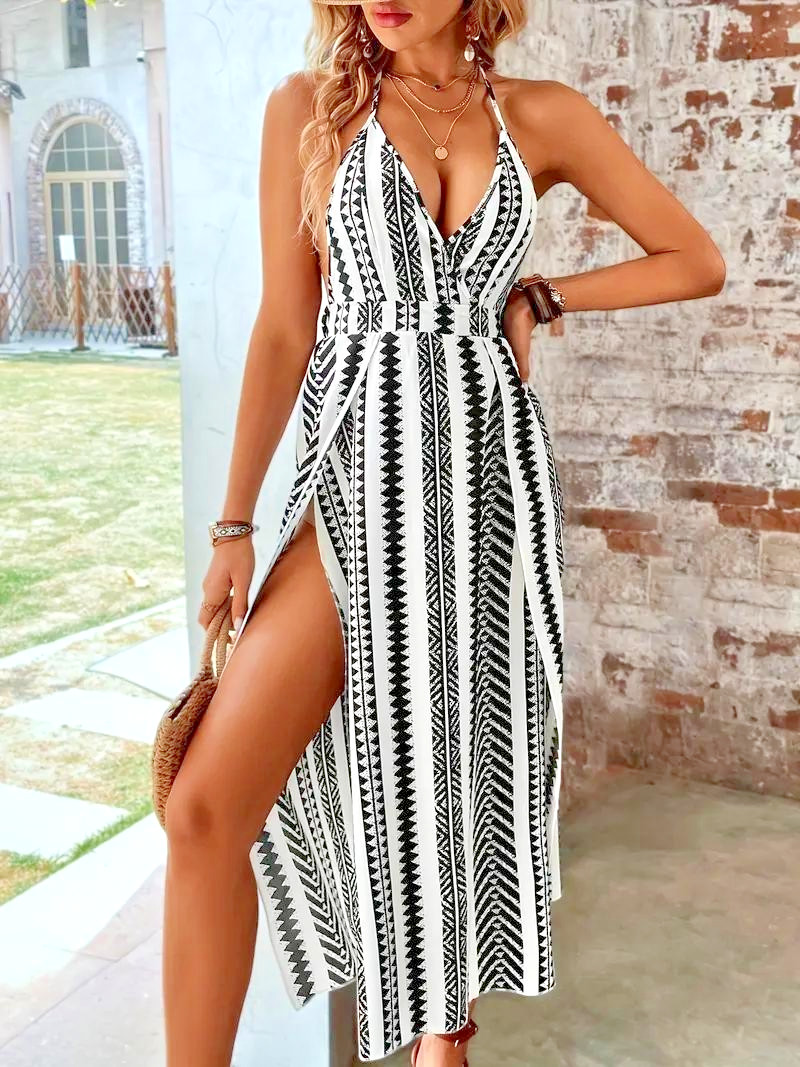 2XL Size 14/16 – Sexy Backless Halter Dress – Split Thighs – Maxi ✨New