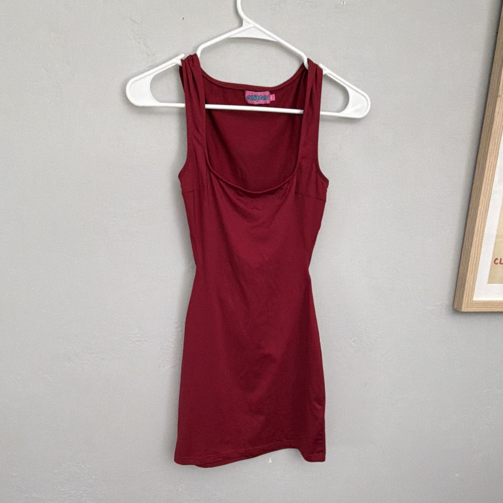 Edikted Burgundy Sleeveless Scoop Neck Cut-Out Bodycon Mini Dress XS