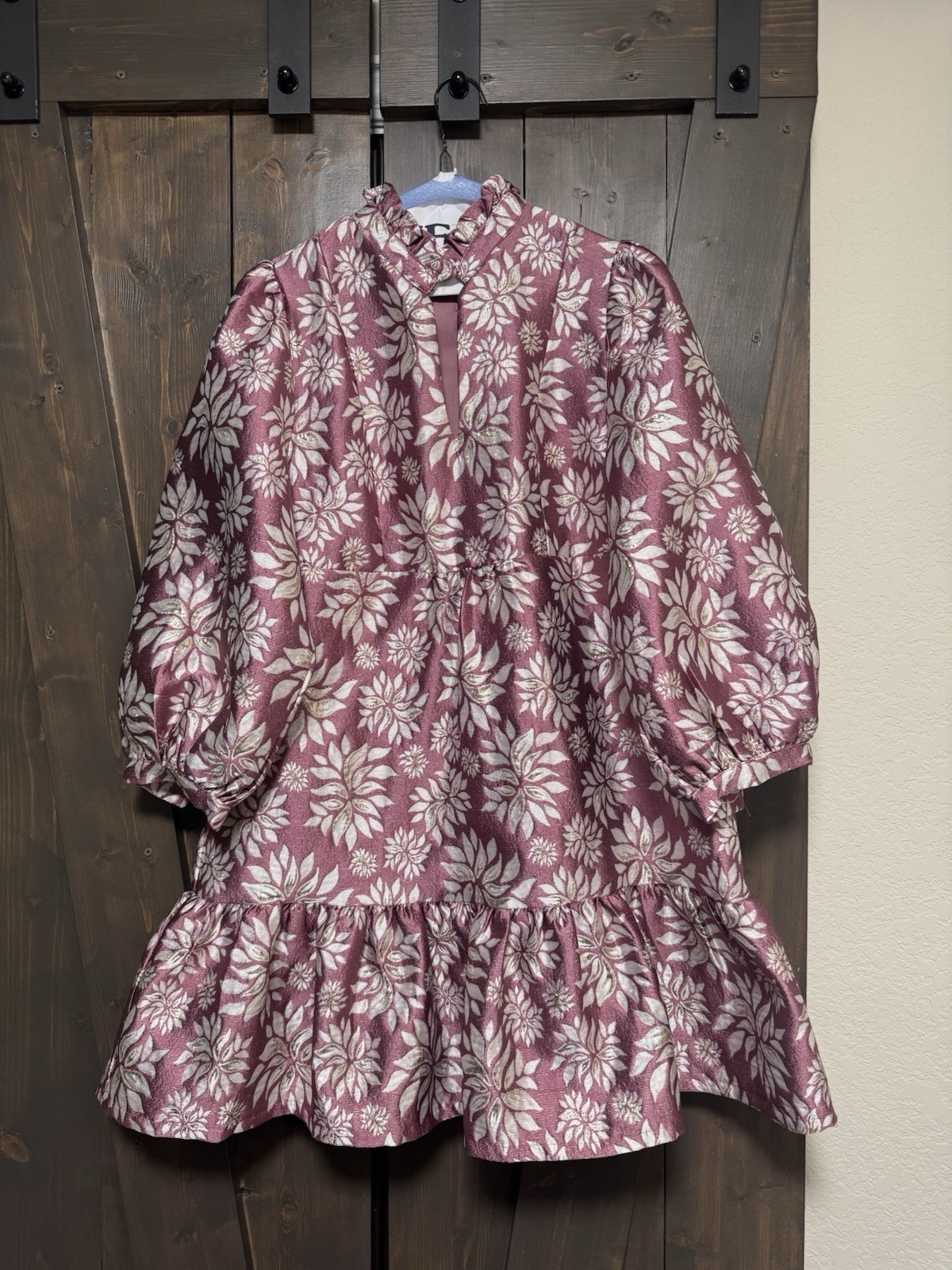 Merci Brand Brocade Dress – Puff Sleeve and Pockets! Size Small