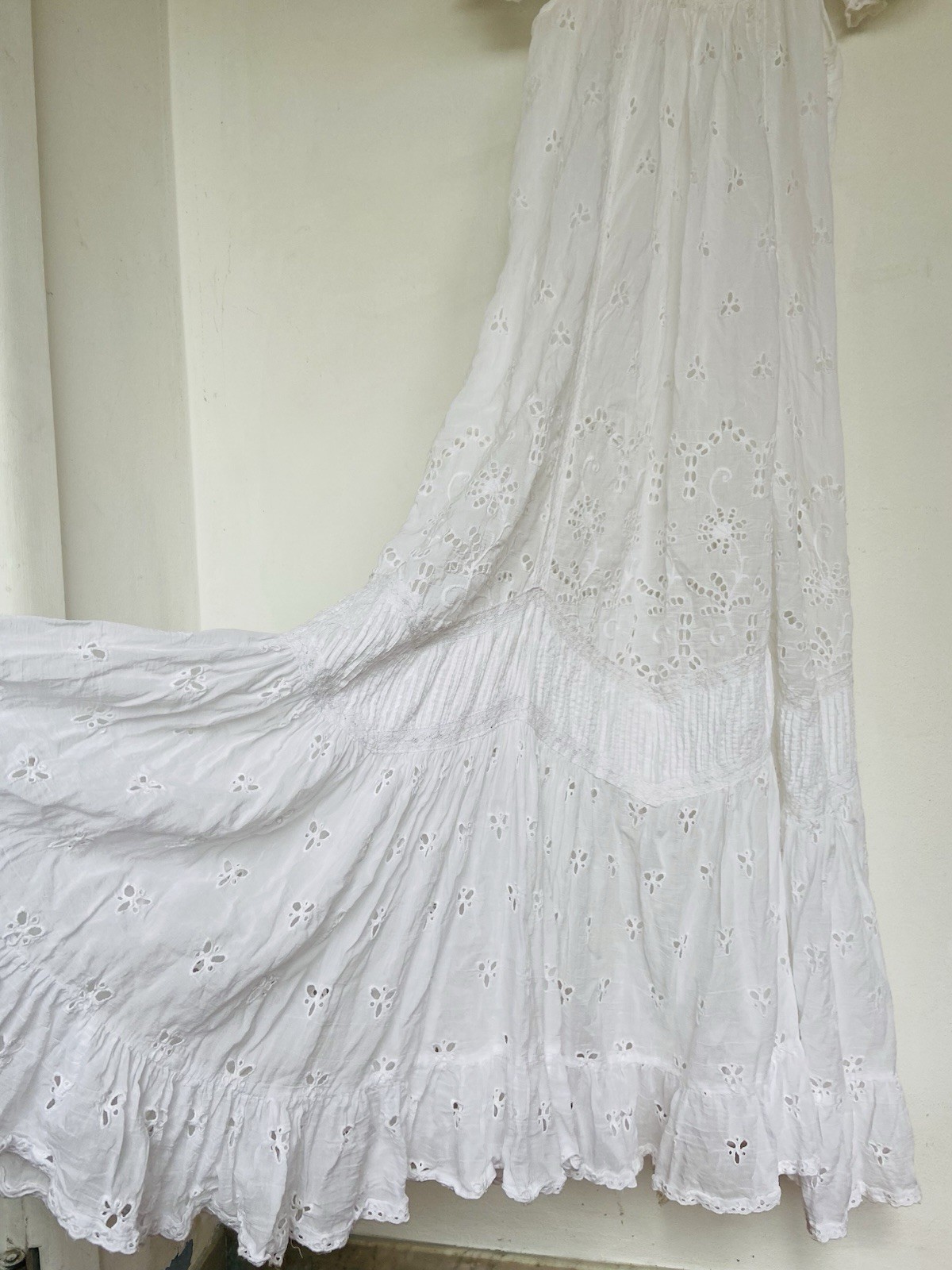 ByTIMO Broderie Anglaise White Cotton /viscose Maxi Dress Ladies SZ S 8 – 10