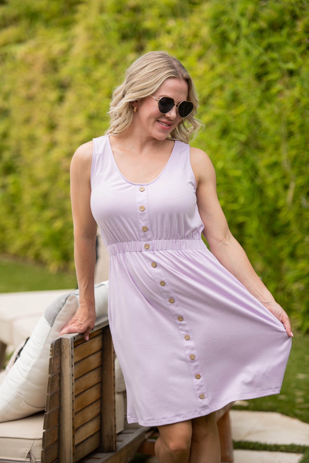 Beverly Button Dress – Lavender by Michelle Mae XS thru 3XL, Soft & Stretchy