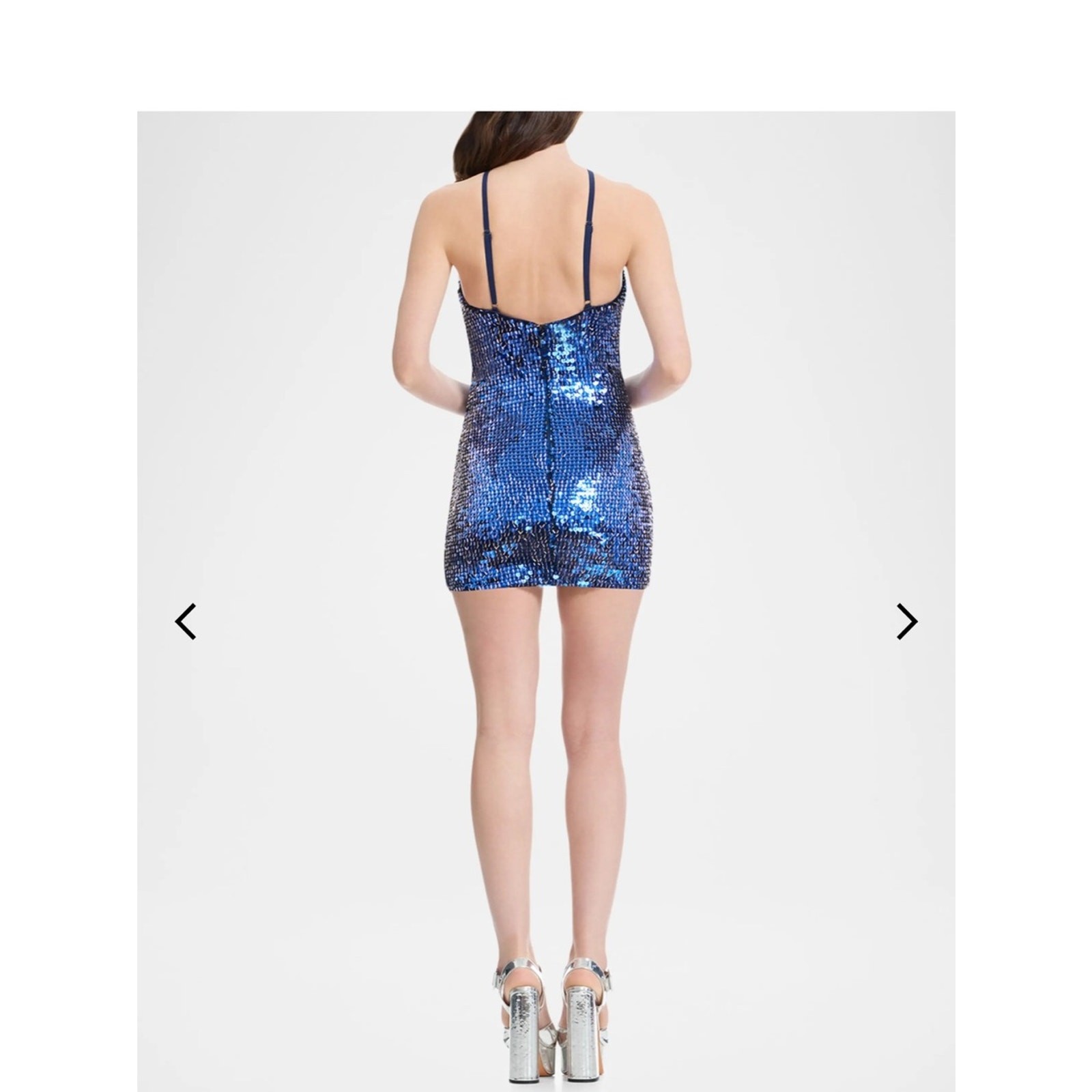 Dress the Population Black Label Sequin Halter Mini Dress – Navy Blue M