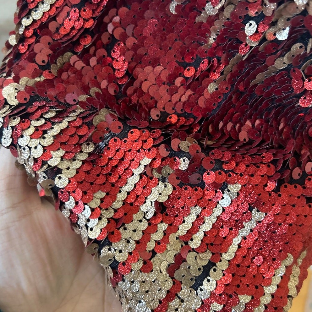 NWT NBD Caliente Red & Gold Glitter Sequin Ruffle Mini Dress