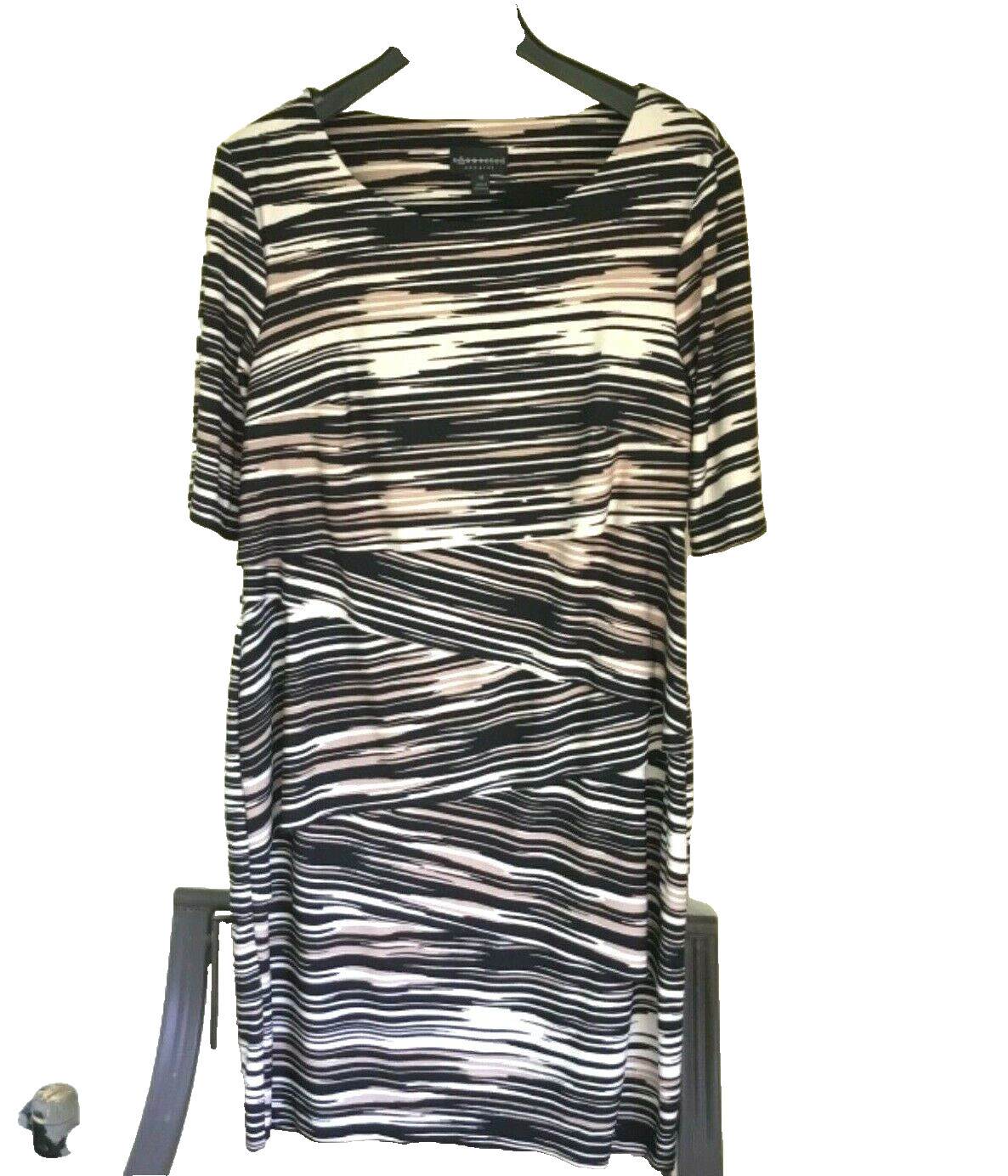 NEW CONNECTED BEIGE BLACK TIERED CAREER SHIFT DRESS SIZE 14 $98