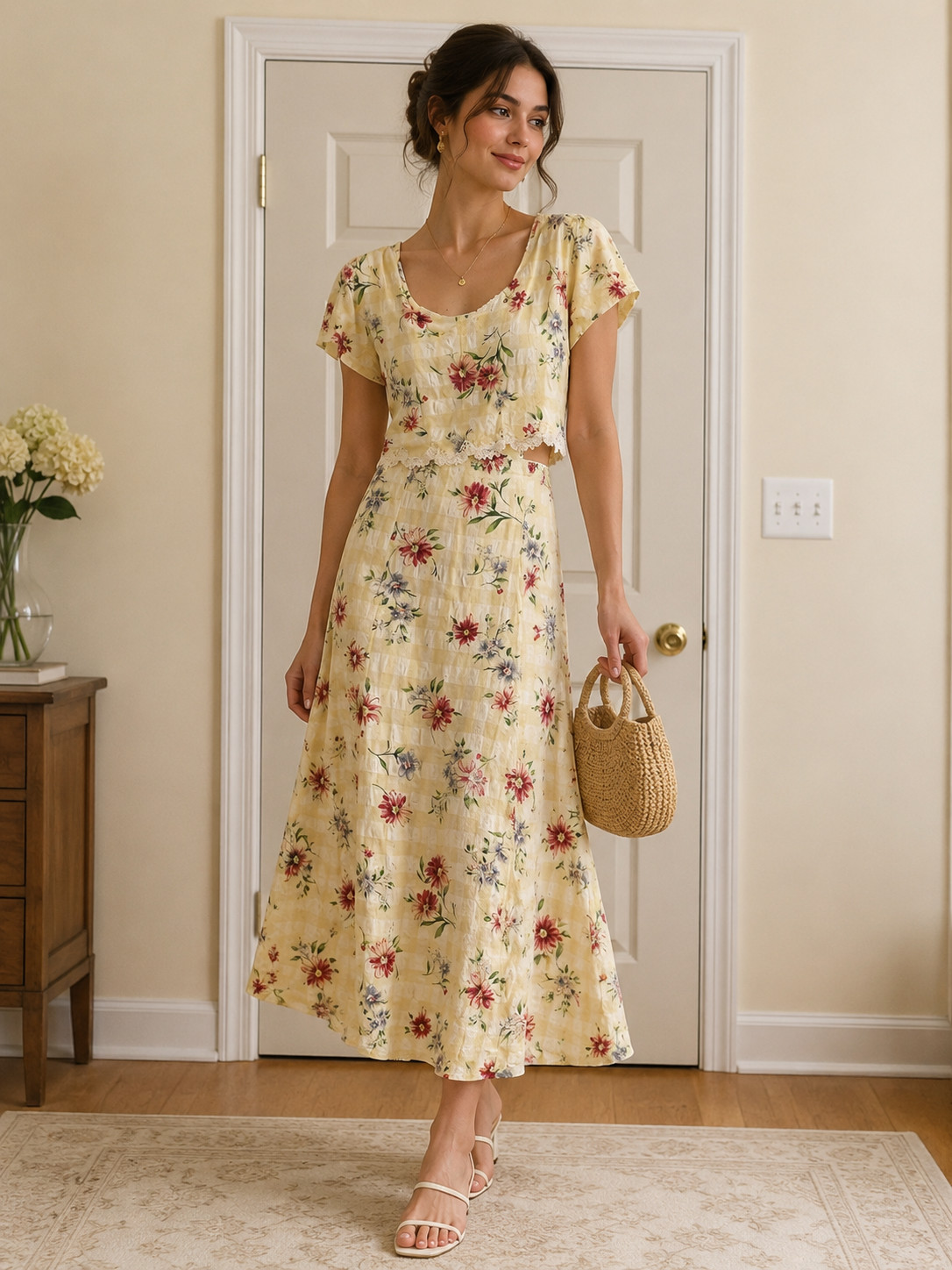 Vintage 90s Ultra Dress New York Floral Maxi Dress Womens 12 Cottagecore