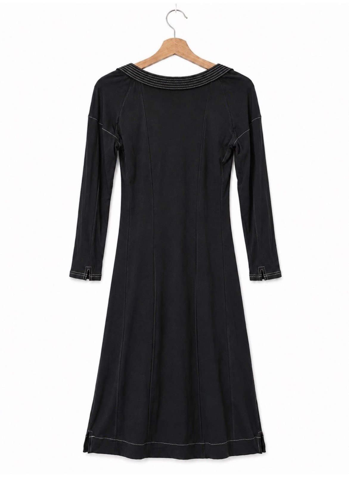 Vintage Sonia Rykiel Mainline Knit Midi Tie Neck Dress XS Black Paris