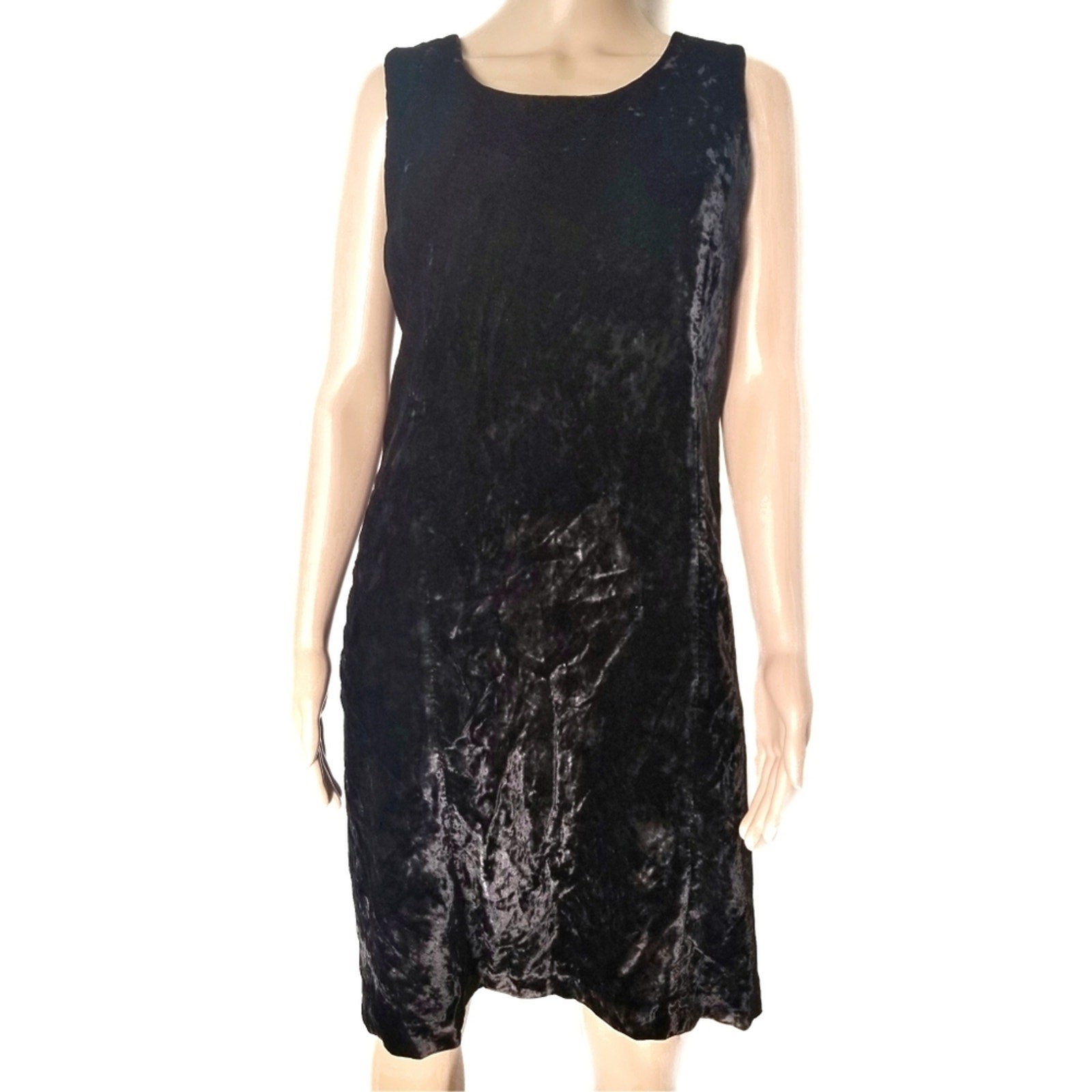 Rafaella Vintage 90s Black Crushed Velvet Dress Whimsigoth Goth Retro Sz 14