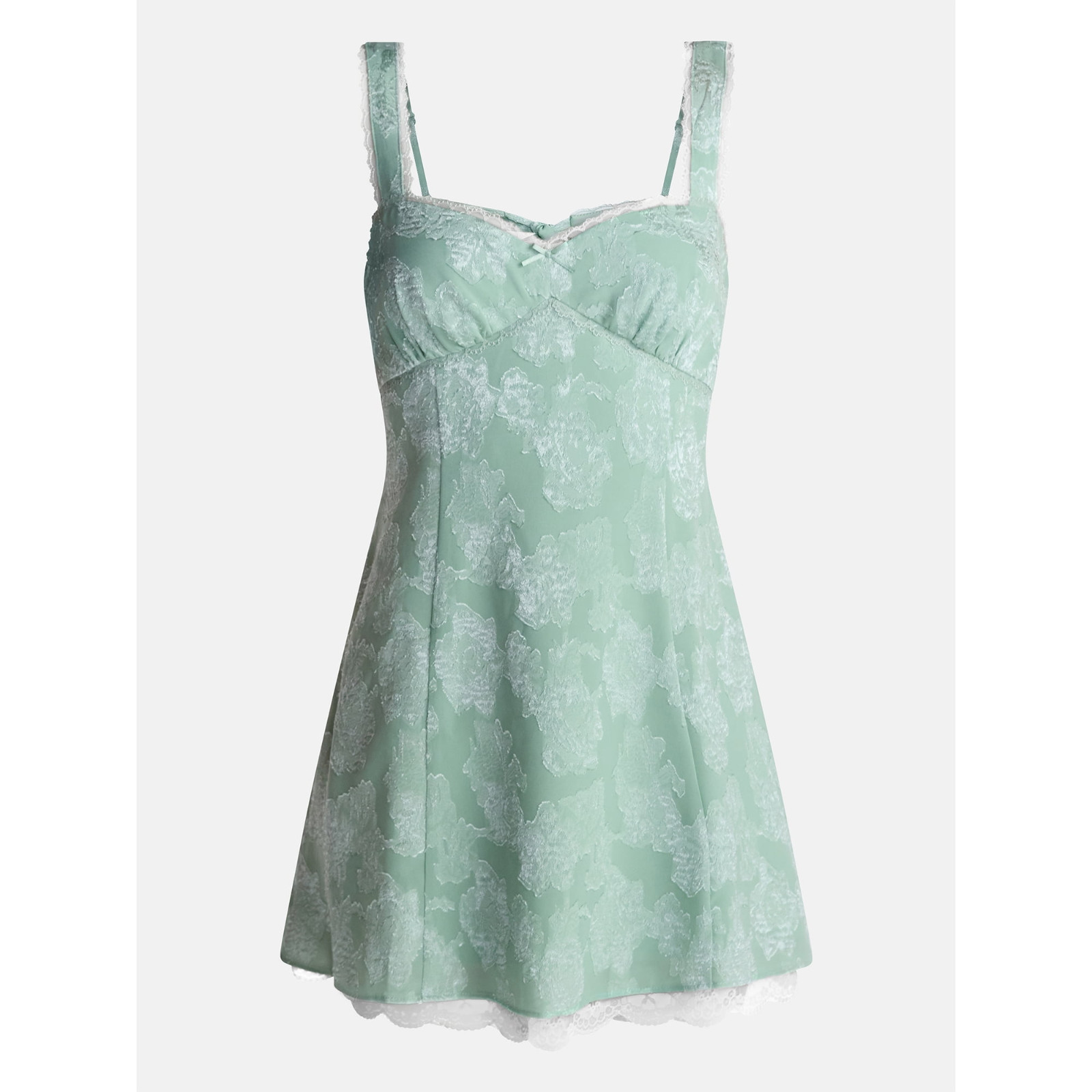 NEW Junior’s Satin Jacquard Mini Dress, Sizes XXS-XXL Color is TD Sage