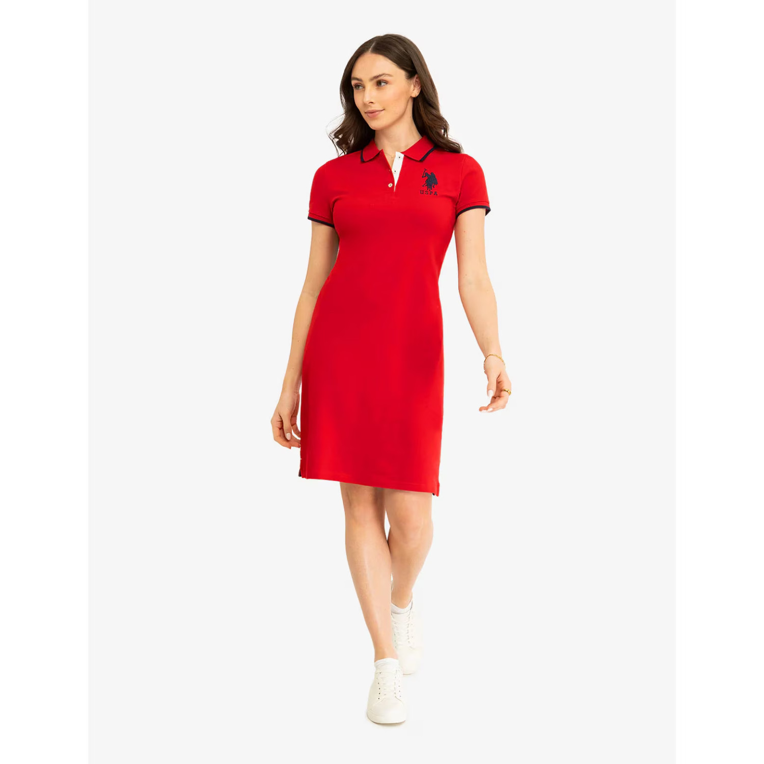 U.S. Polo Assn. Triple Crown Polo Dress Women’s Engine Red Short Sleeve JAX1705