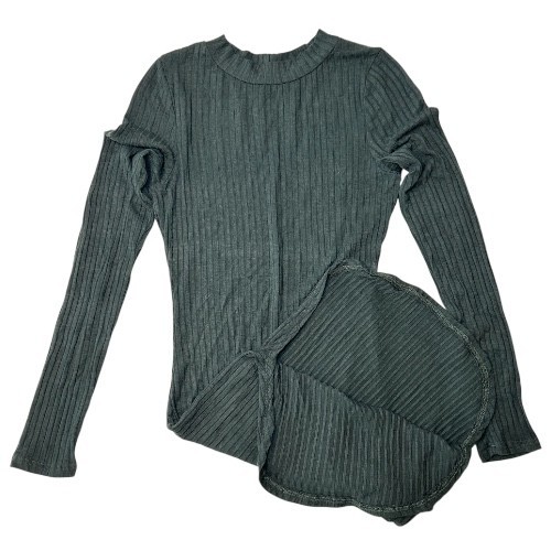 May Pink Ribbed Knit Bodycon Dress Small Dark Green Slit Hem