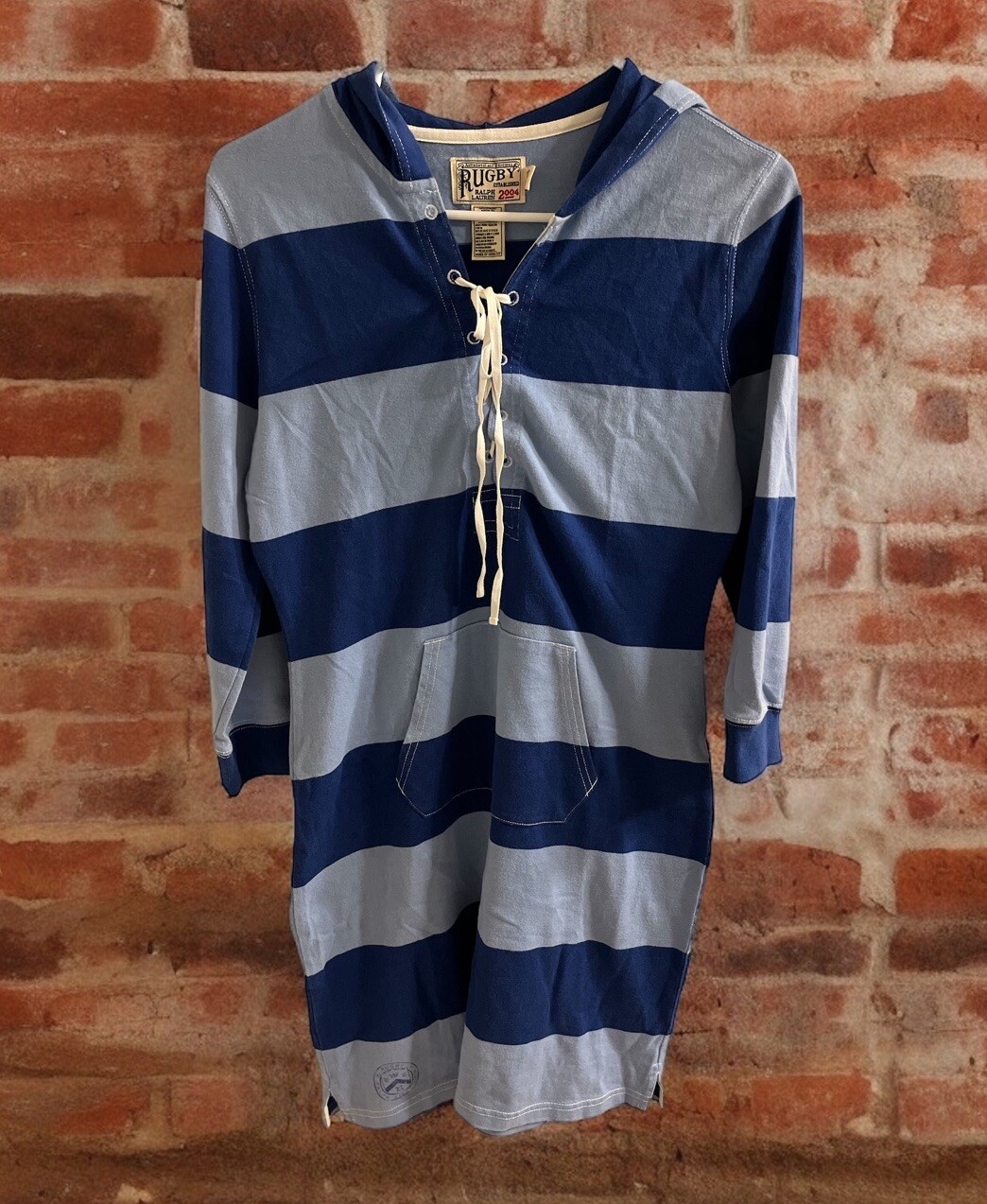 Polo Ralph Lauren Rugby Dress SIZE MEDIUM Blue Striped VTG 2004 hoodie lace up