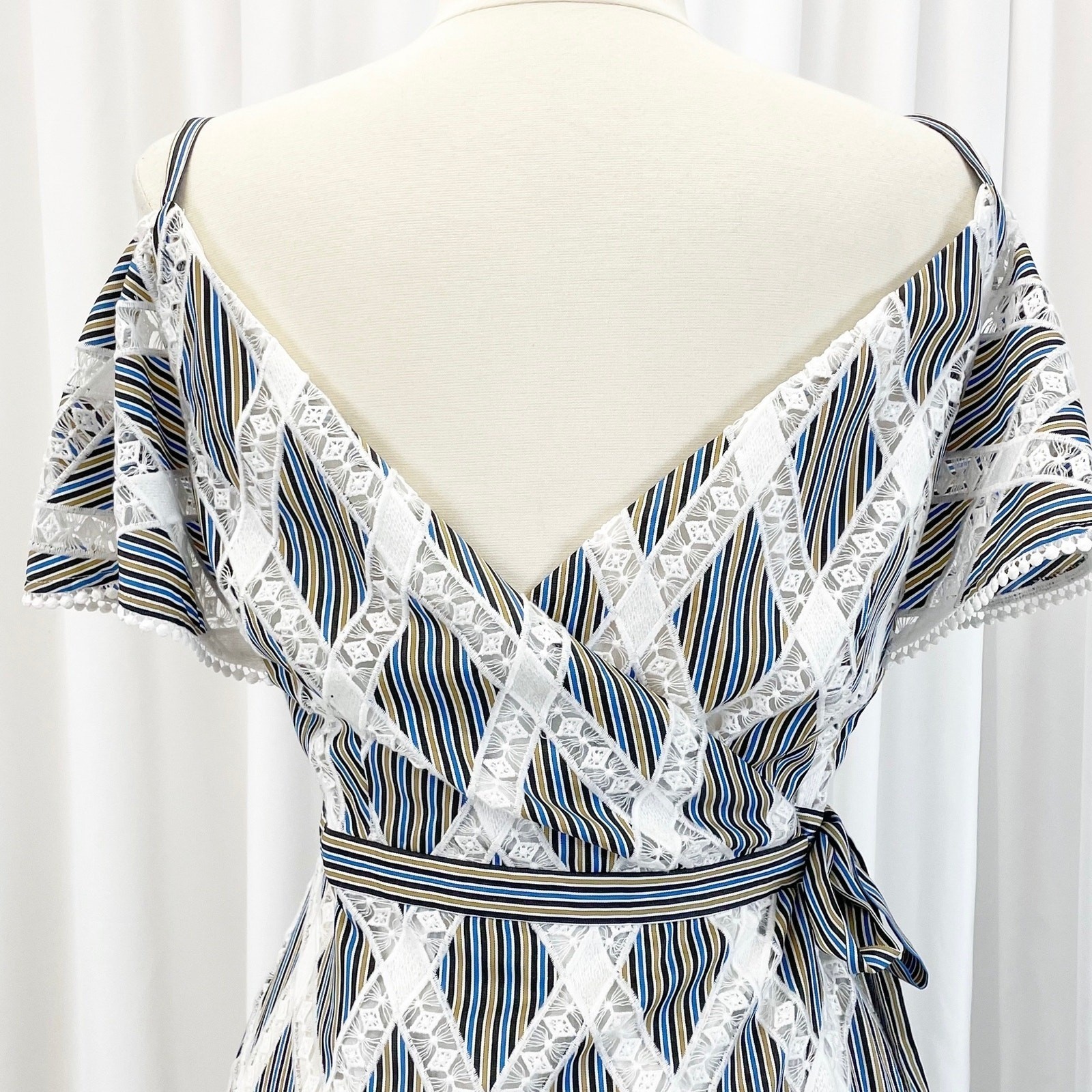 Sandro Paris Striped Ella Midi Dress Women Size 40 Ruffle Parisian Chic Romantic