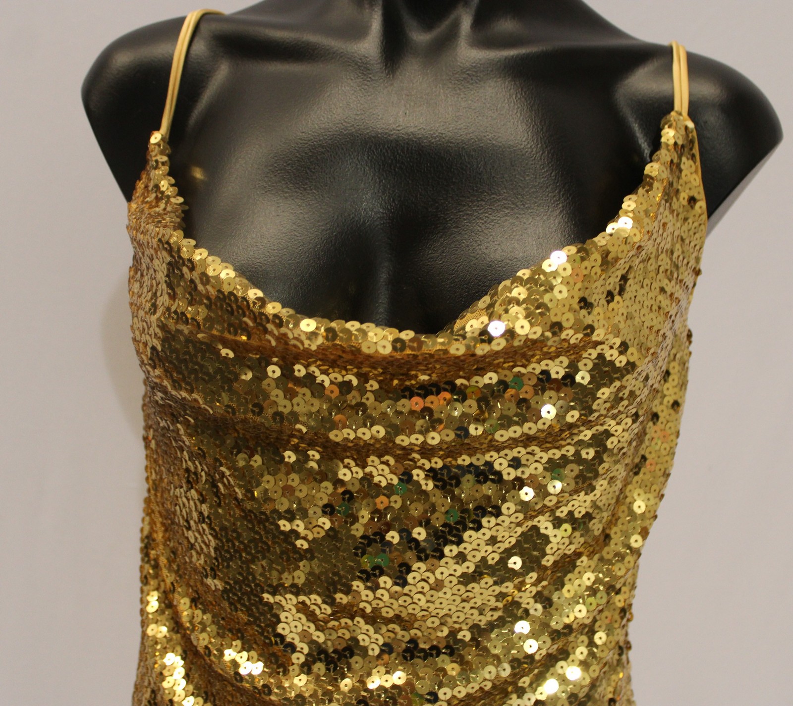 ASOS Design Women’s Strappy Sheer Sequin Cowl Neck Mini Dress WR4 Gold Size 8