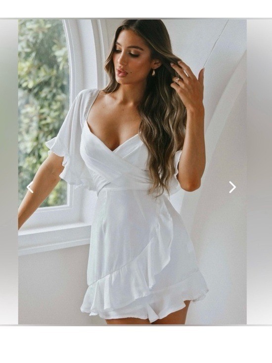 Selfie Leslie Hand in Mine White Tie-Back Ruffle Wrap Mini Dress NEW Size US 10