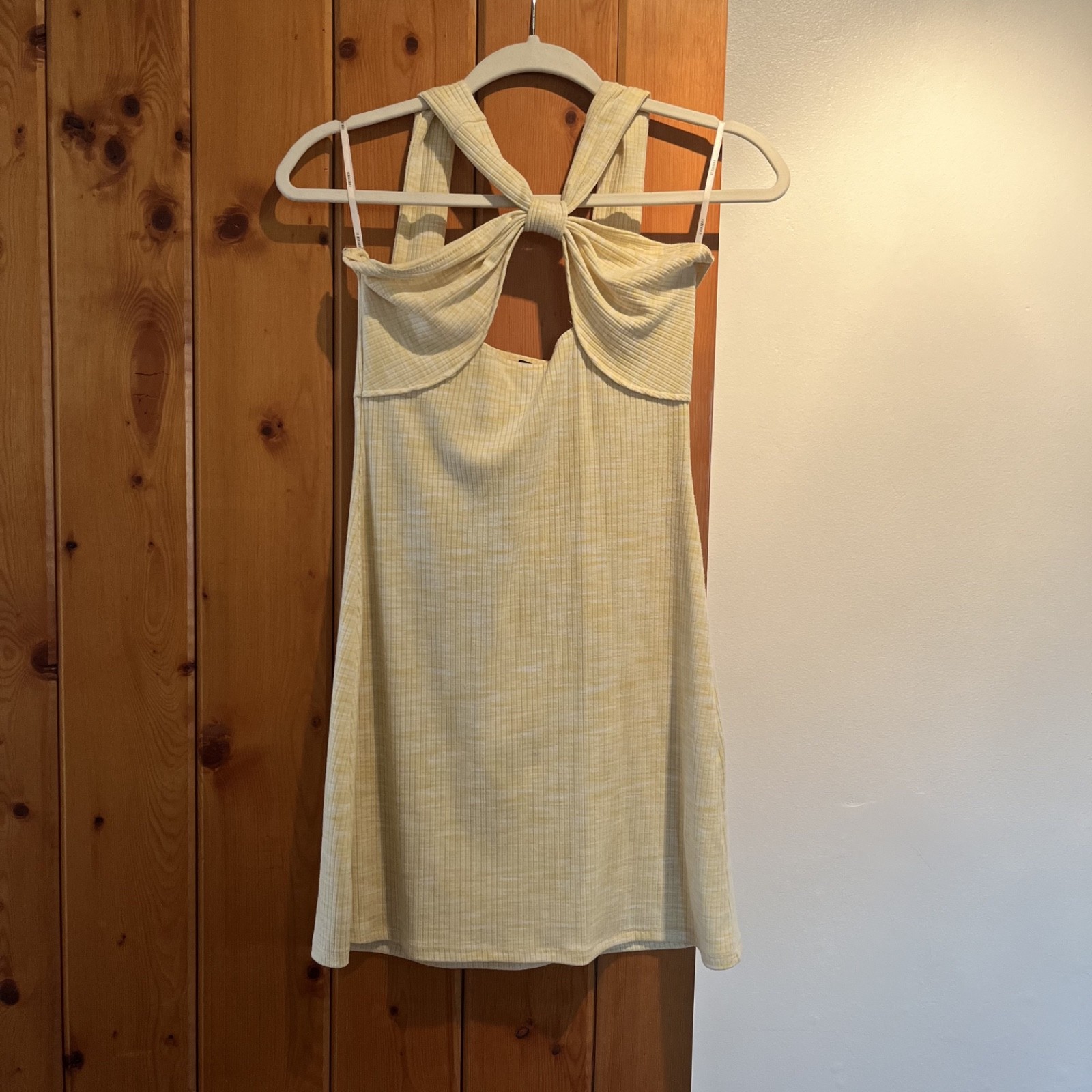 Forever 21 Women’s Yellow and Cream Halter Mini Dress w Peek a boo cut out