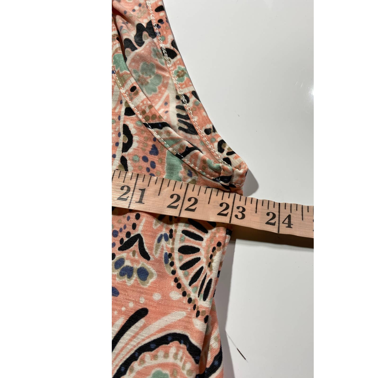 Crépas Womens L Boho Knit Paisley Midi Popover Pastel Wrinkle Resistant Dress