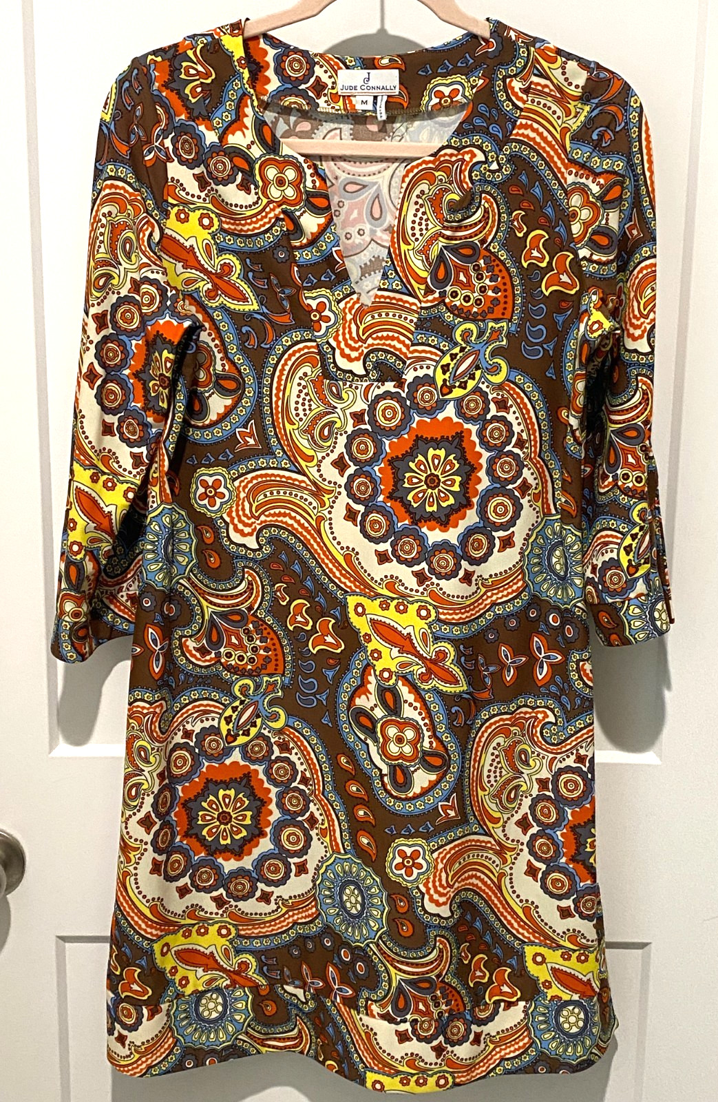 Jude Connally (SZ: Med.) Paisley, Multi-Color Tunic Dress – EUC !