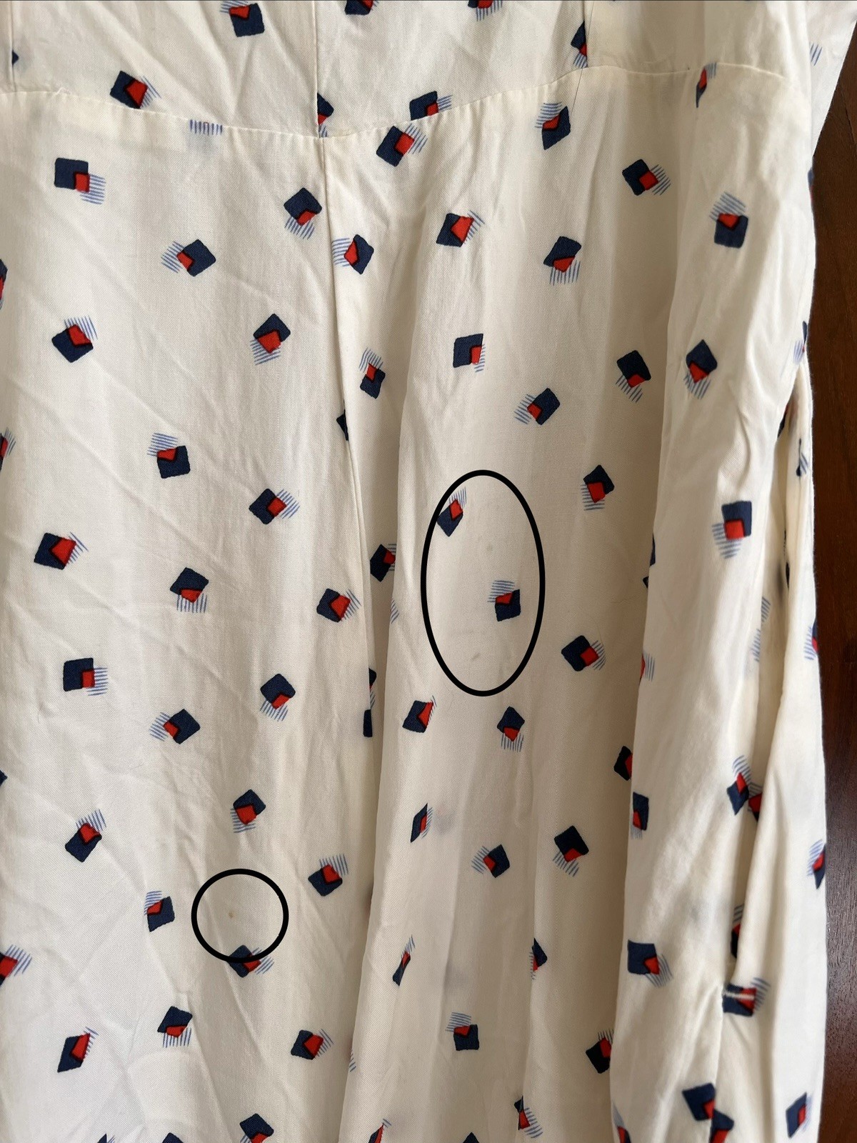 GAP White Tie Shoulder Geometric Pattern Button Front Midi Sundress Summer Dress