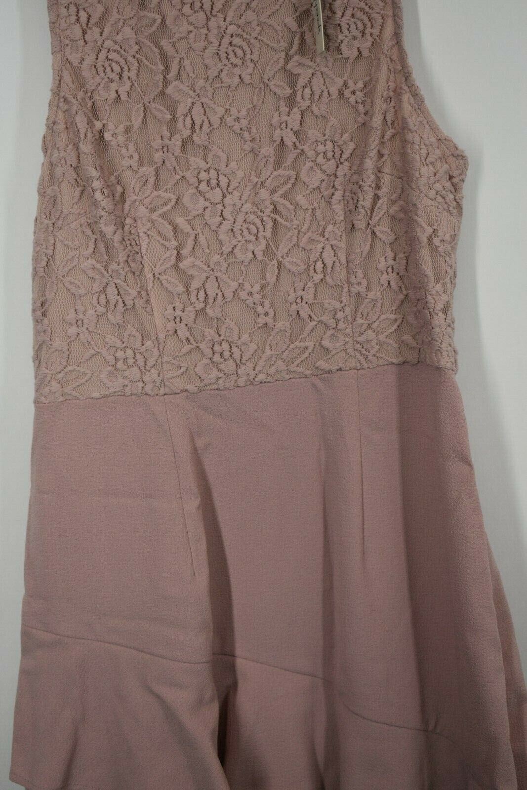 Speechless Womens Lace Bodice Ruffle Crepe Dress Jewel Neck Sleeveless Zip M