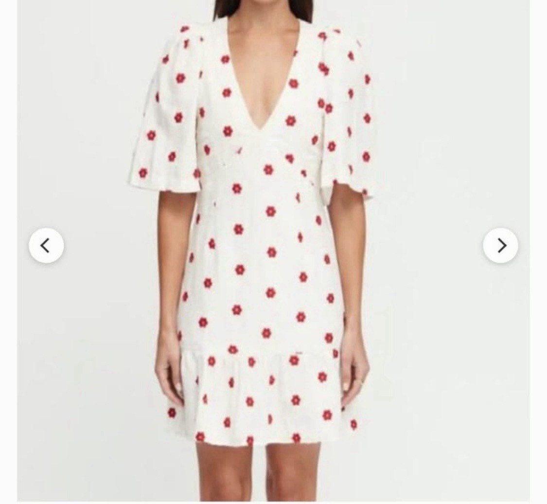 $465 Rhode Mariana Dress in Scarlet Daisy Red & White Sold Out Style Sz 8