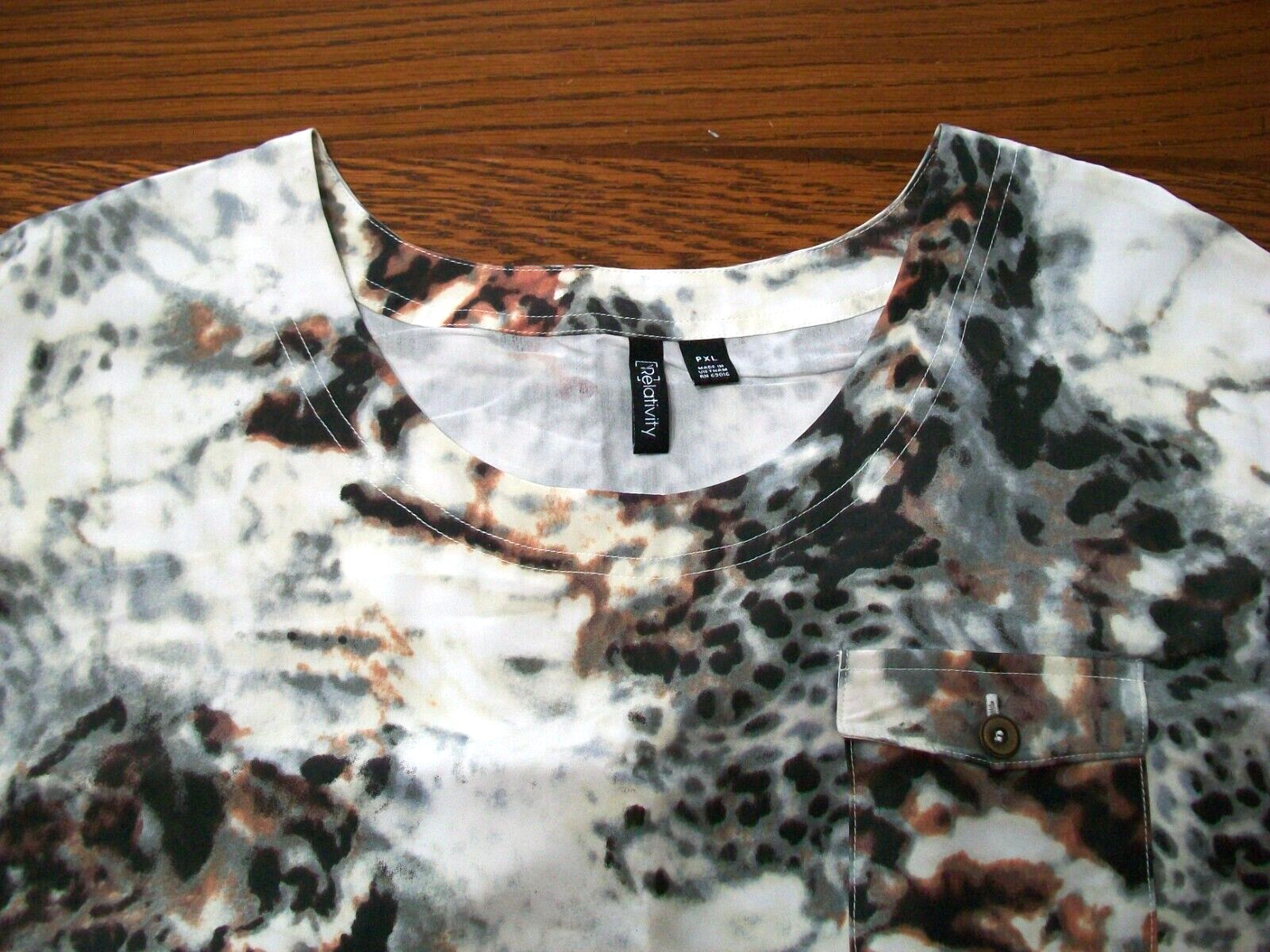 RELATIVITY PXL NO WRINKLE SHORT SILKY CAMO DRESS SUNDRESS~DRAWSTRING WAIST~