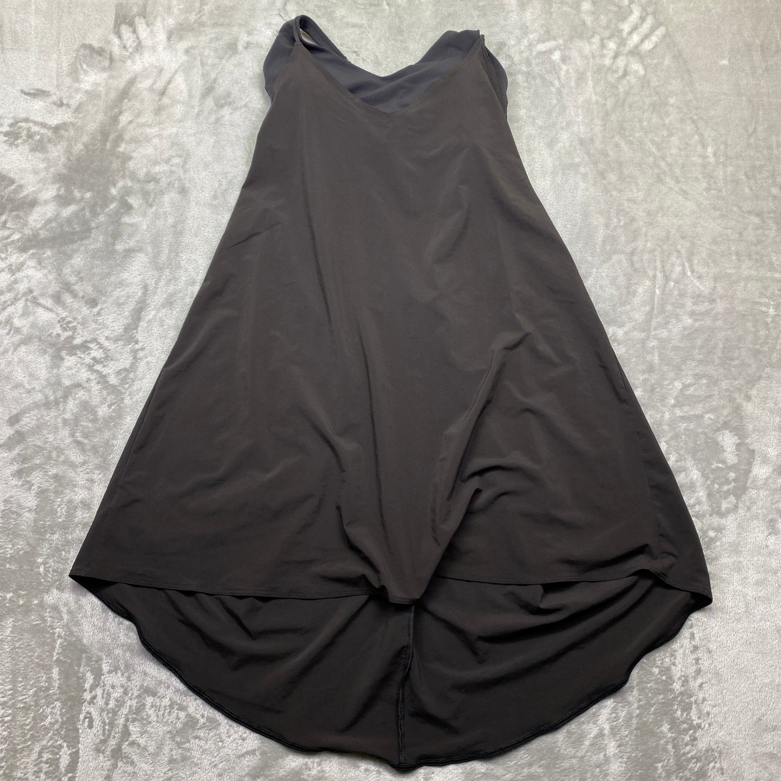 Athleta Black Solace Support Athletic Tank Dress Built In Bra High Low Hem Sz M