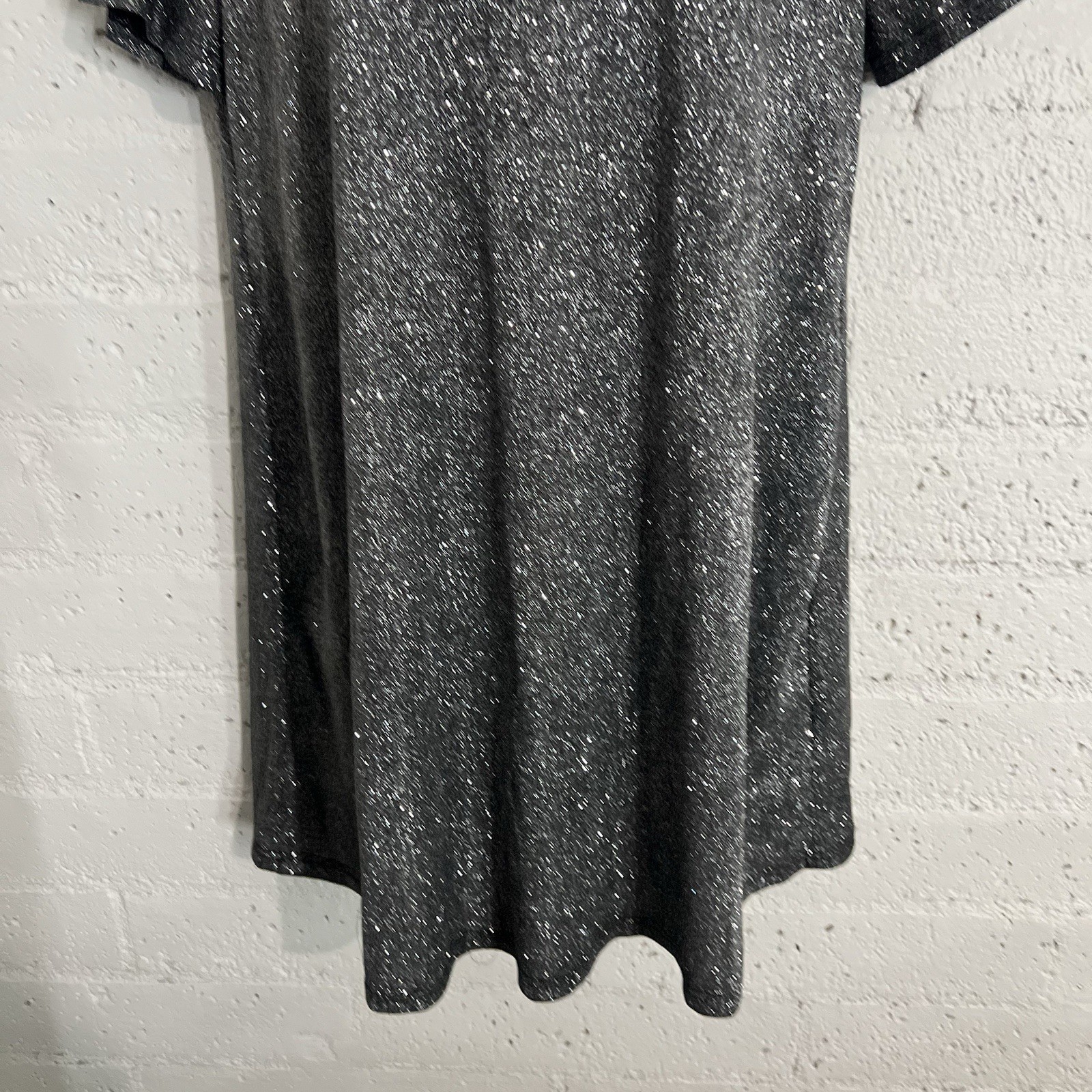 Womens Shift Dress XL ? Silver Black Short Sleeve Evening AD13
