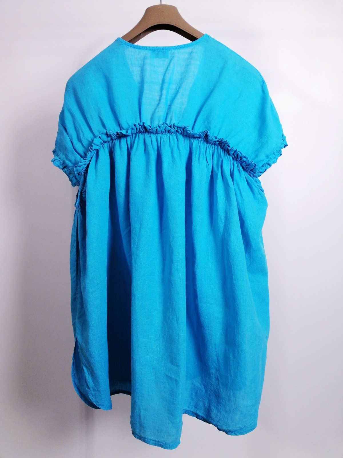 Kit and Kaboodal 100% Linen Turquoise Boho Tunic Dress One Size Oversized