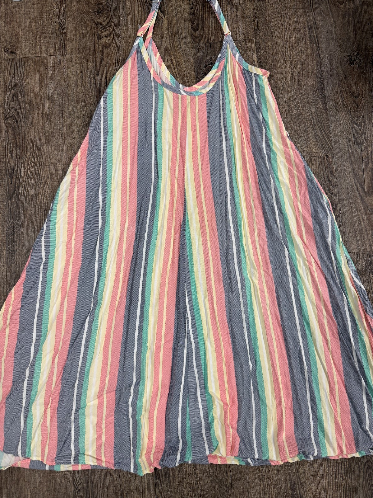 Torrid Plus Size 1 Multi Stripe Challis Midi Dress NO TIE 1X Tank Top