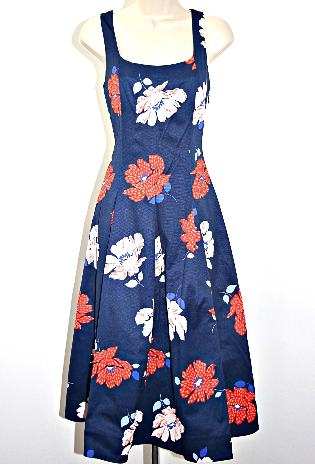 Kate Spade Dotty Floral Faille Cocktail Dress in French Navy sz 4, 6, 10 $498
