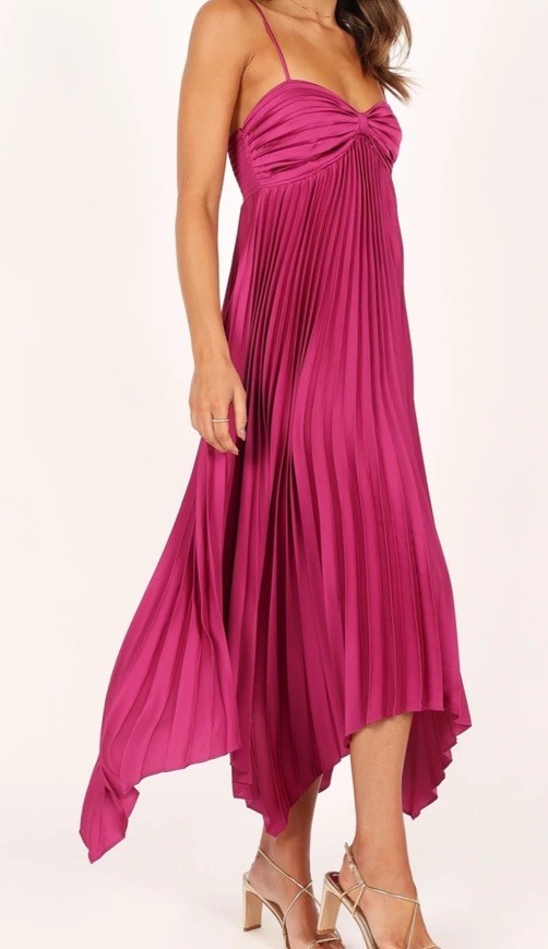 petal and pup Vikki Magenta Pleated Elegant Dress Size 10 Adjustable Straps