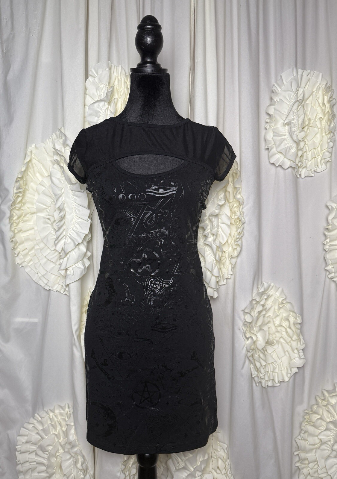 Killstar Mesh Top Black Dress Ankh Symbols Size Small