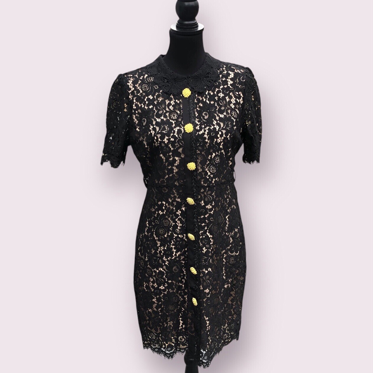 Dalia MacPhee Retro Lace Dress Size L Black NWT Twee Mad Men Goth Secretary