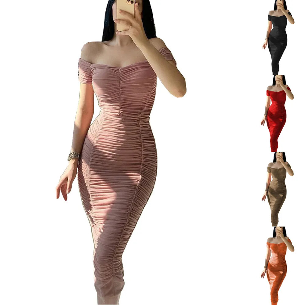 Solid Color Long Skirt, Elegant Temperament, Women’s Dress, One Shoulder Dress