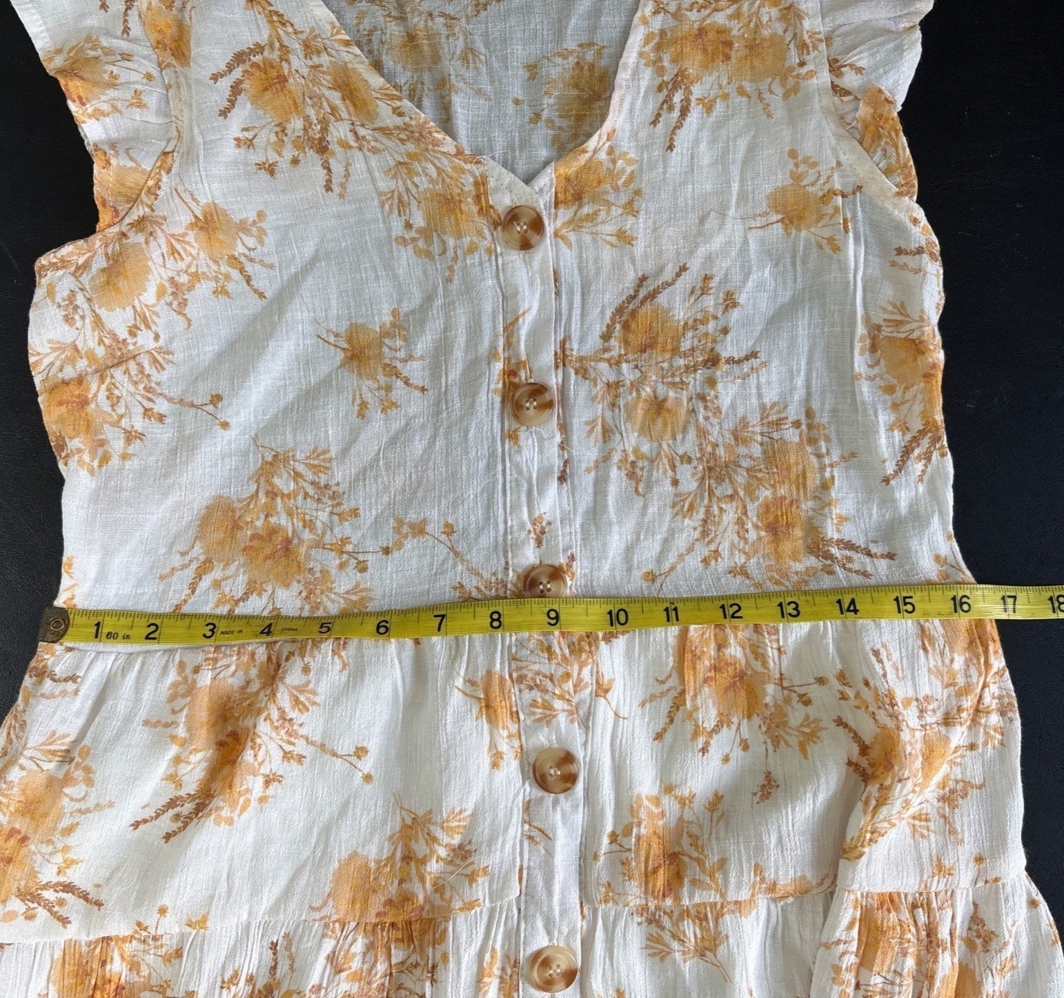 Sweet Wanderer Floral Button Front Sleeveless Tiered Dress With Ruffle Sleeves O