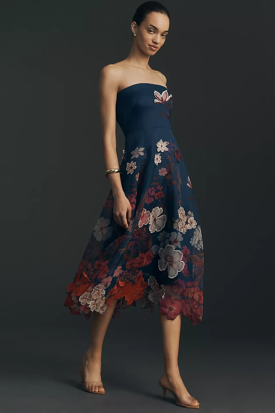 Anthropologie – Maeve Strapless Floral Chiffon Midi Dress – Sale OFF