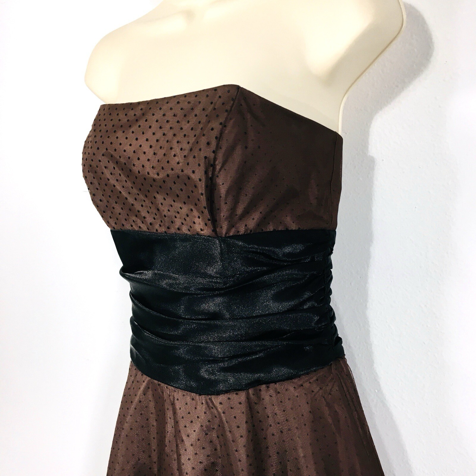 Vtg Masquerade Mocha Taffeta Mini Dress Sz S Sheer+Crinoline Fairy Whimsy Goth