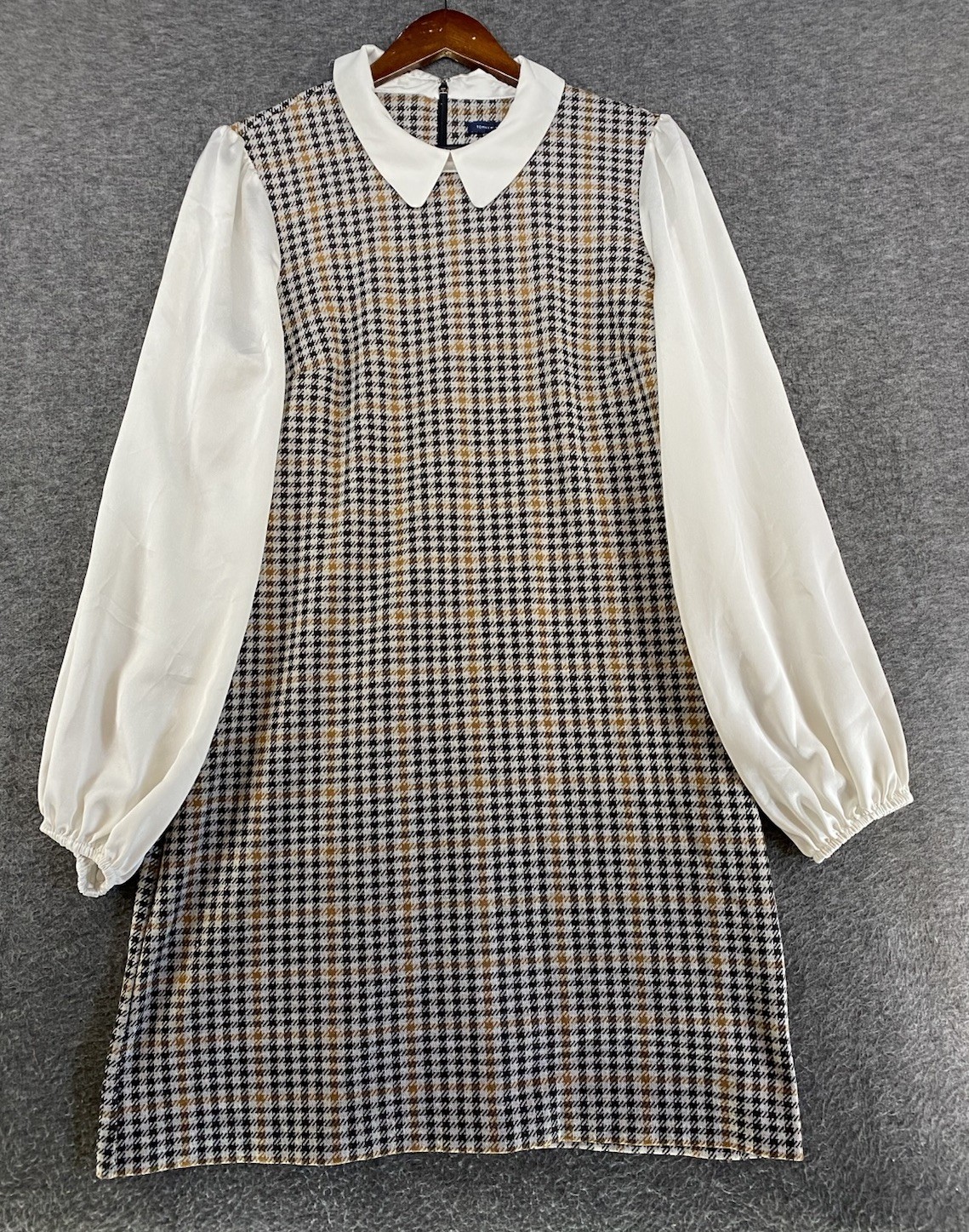 Tommy Hilfiger Plaid Satin Sleeves Collared Shift Dress Women’s Size 14 See Pics