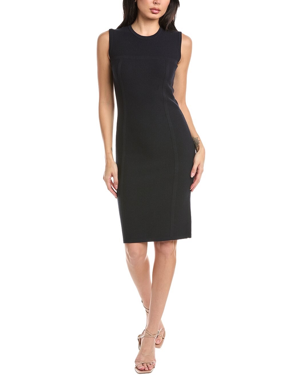 NWT St. John Collection XL Dress Black Pique Crew Knit Women’s Fit 14/16 Sheath