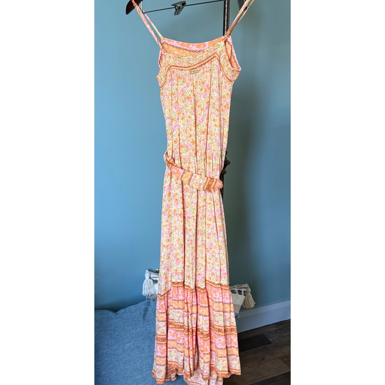 Billabong Summer Dress Peach Coral Belt Size Small |Vacation |Surfer Girl|Resort