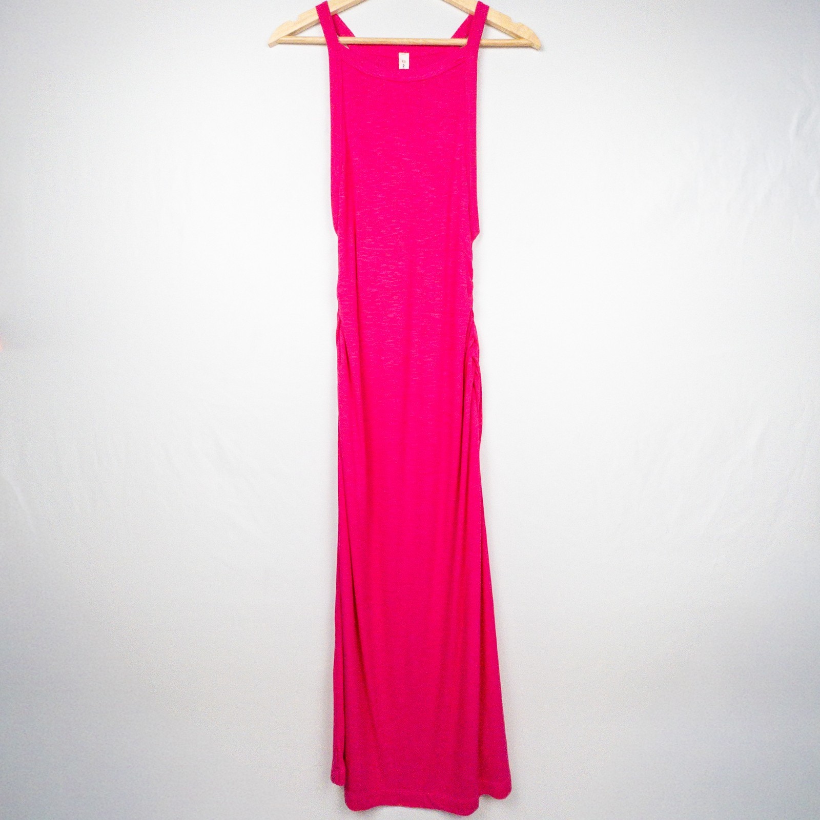 Anthropologie Daily Practice Pink Maxi Dress S Ruched Beachy Dopamine NWT $98