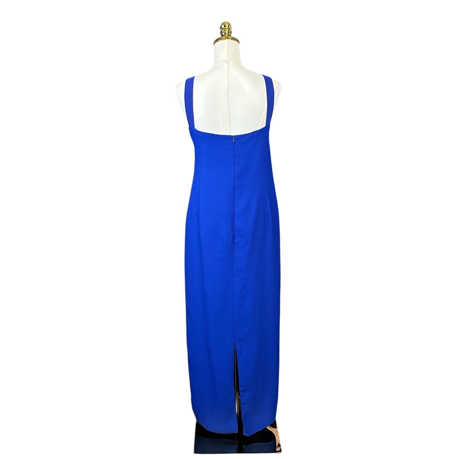 Royal Blue Column Evening Gown Sequined Lace Bodice Formal Maxi Dress Sleeveless