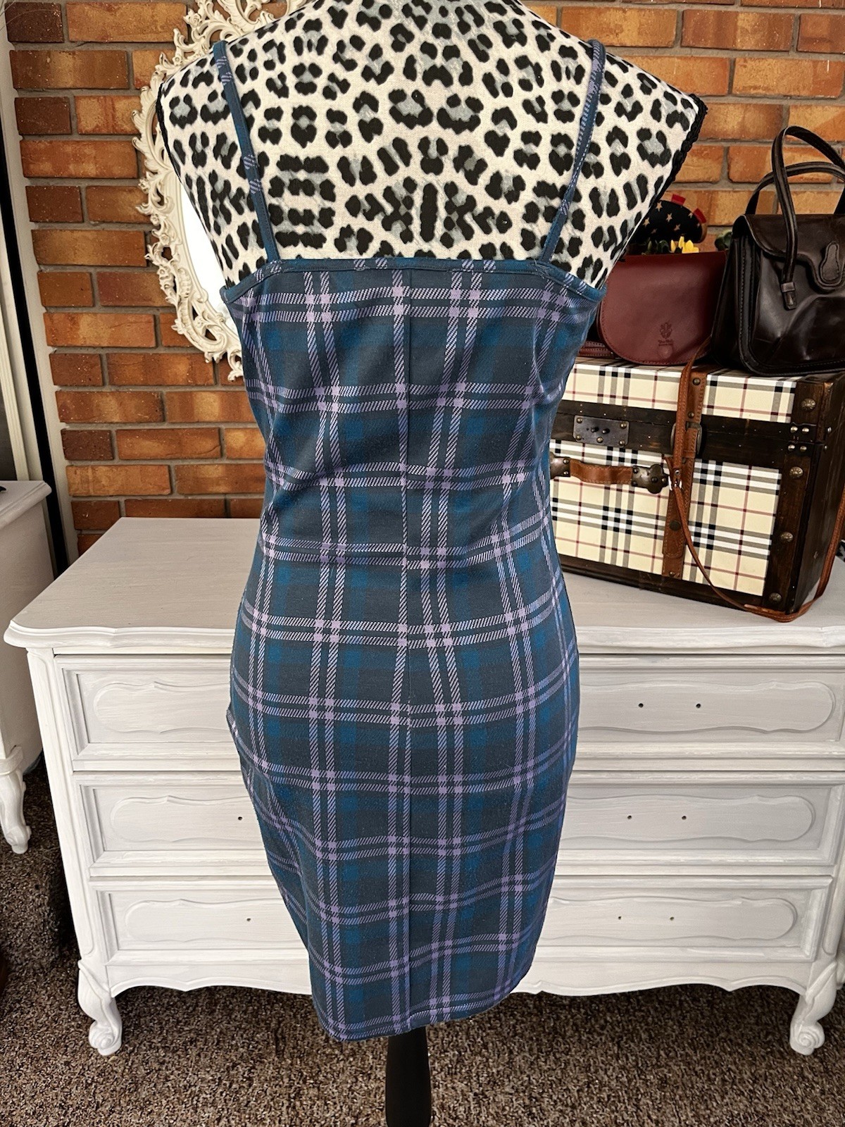 Coco & Shay Plaid Mini Dress (medium) Strappy Preppy College 90s
