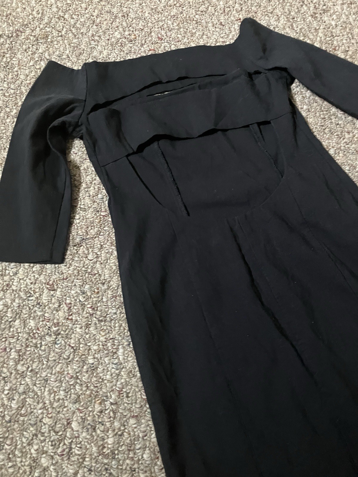Fitted Bodycon Black Dress Classic Sheath Cut Out Mini Off Shoulder Party Medium