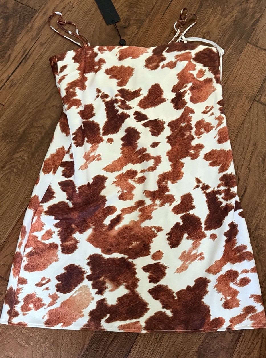 Gianni Bini Sami Cow Hide Satin Mini Dress New! Sz 4 Texas Longhorn UT
