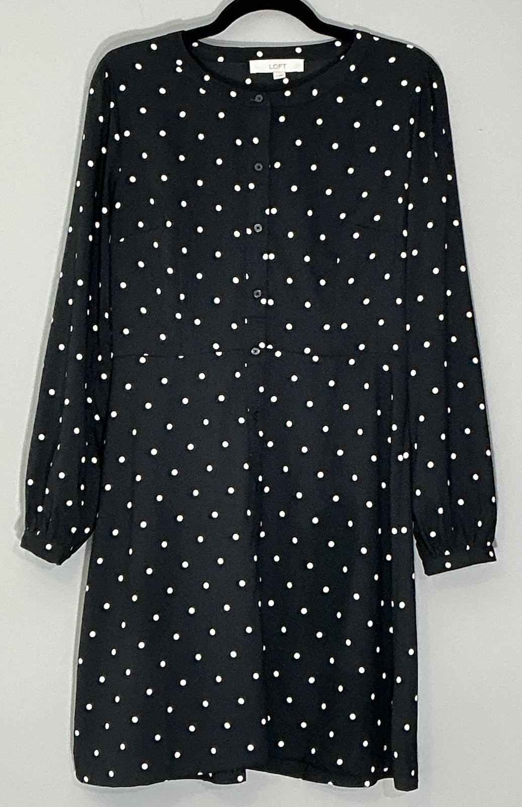 LOFT Black & White Polka Dot Button Front Dress Size 6